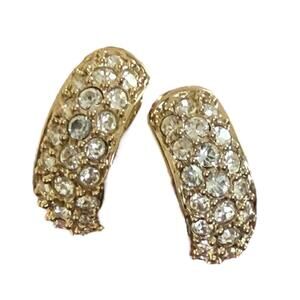 Swarovski classic gold tone original sparkly hoops huggies pierced ears